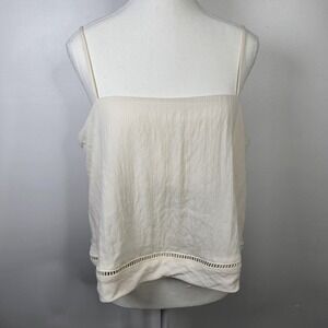 Z Supply Tank Top Womens Large White Ivory Adjustable Strap Summer Cropped Lined